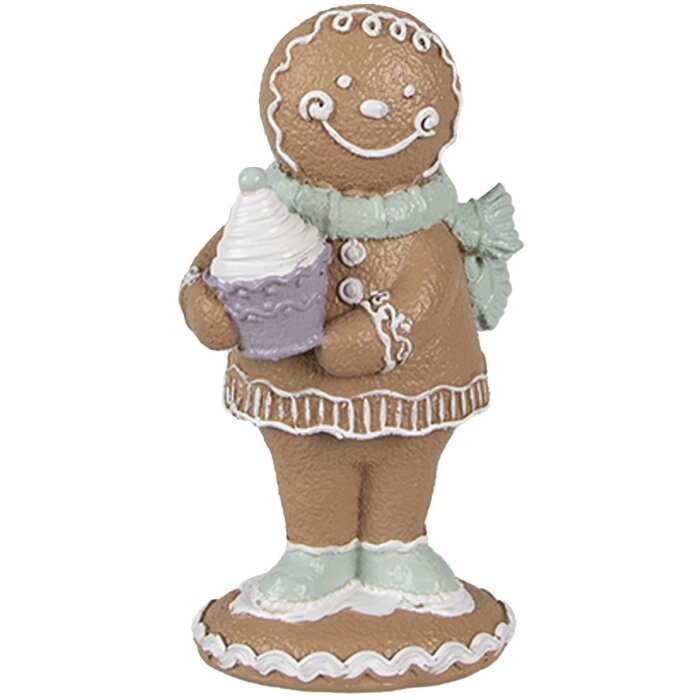 Clayre Eef statuetta natalizia uomo di pan di zenzero 11 cm marrone stile country