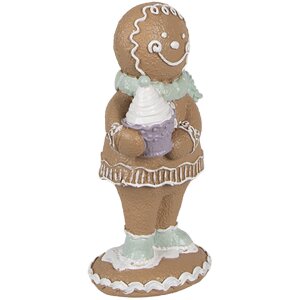Clayre Eef statuetta natalizia uomo di pan di zenzero 11 cm marrone stile country