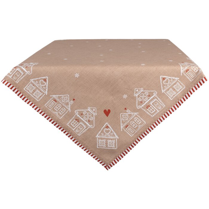 Tovaglia Clayre Eef casa di pan di zenzero 100x100 cm cotone marrone stile country