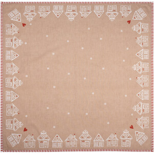 Tovaglia Clayre Eef casa di pan di zenzero 100x100 cm cotone marrone stile country