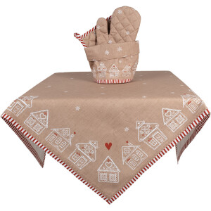 Tovaglia Clayre Eef casa di pan di zenzero 100x100 cm cotone marrone stile country