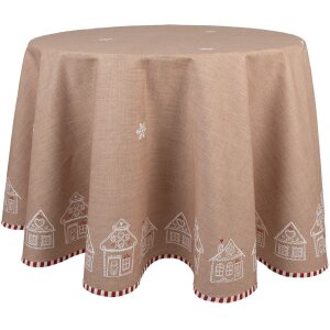 Clayre Eef Tovaglia rotonda 170 cm in cotone marrone Casa...