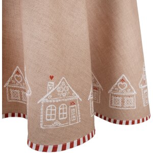 Clayre Eef Tovaglia rotonda 170 cm in cotone marrone Casa di pan di zenzero stile country