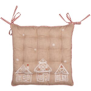 Clayre Eef cuscino per sedia 40x40x4 cm marrone casetta...