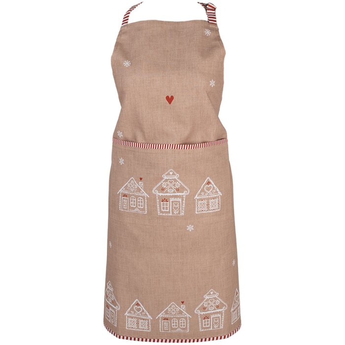 Grembiule da cucina Clayre Eef Casa di pan di zenzero Marrone 70x85 cm Cotone Natalizio