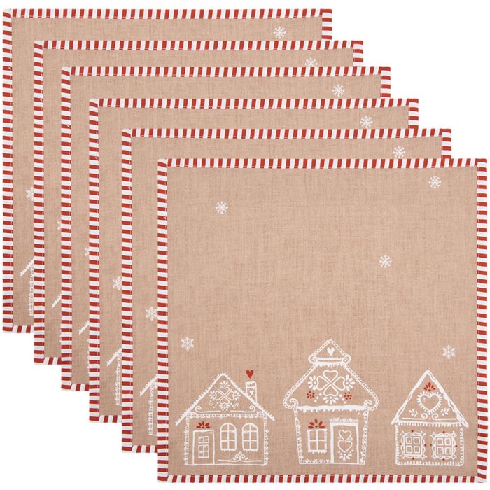 Set di 6 tovaglioli Clayre Eef casa di pan di zenzero 40x40 cm cotone stile country