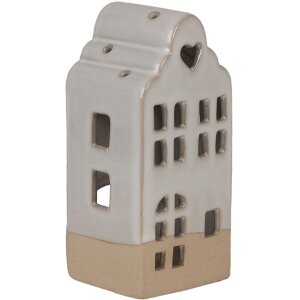Clayre & Eef Portacandele Casa Beige in ceramica...