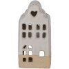 Clayre & Eef Portacandele Casa Beige in ceramica 7x6x14 cm Stile country