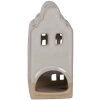 Clayre & Eef Portacandele Casa Beige in ceramica 7x6x14 cm Stile country