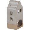 Clayre & Eef Portacandele Casa Beige in ceramica 7x6x14 cm Stile country
