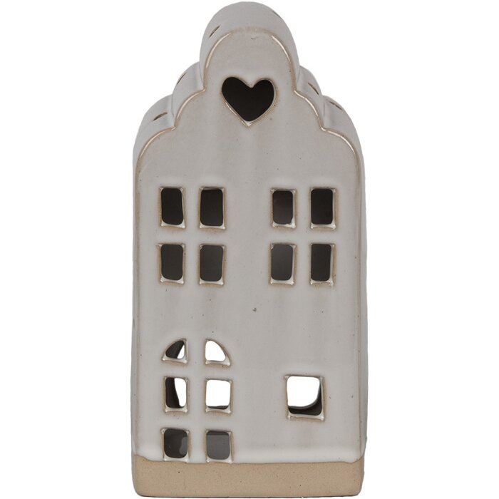 Clayre & Eef 6CE1790 Portacandele in porcellana House Beige 9x8x18 cm Stile country