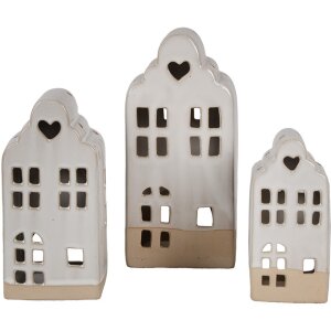 Clayre & Eef 6CE1790 Portacandele in porcellana House Beige 9x8x18 cm Stile country