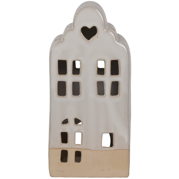 Clayre & Eef 6CE1791 Portacandele in porcellana House Beige 11x10x23 cm