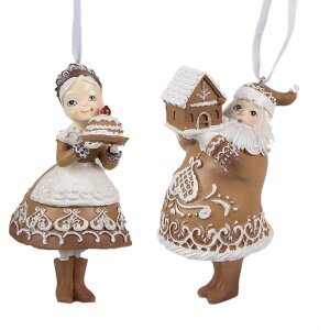 Set di 2 etichette natalizie Clayre Eef 13cm uomo di pan...