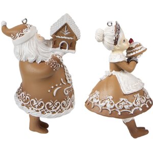 Set di 2 etichette natalizie Clayre Eef 13cm uomo di pan...