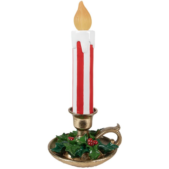 Clayre & Eef 6PR4241 Candela decorativa LED Rosso Bianco 18x17x38 cm Stile country
