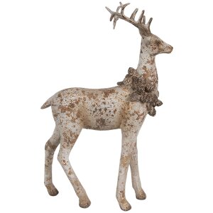 Clayre Eef Set di figure decorative 2 cervi marrone in poliresina 20/12 cm Stile country