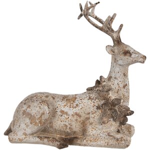 Clayre Eef Set di figure decorative 2 cervi marrone in poliresina 20/12 cm Stile country