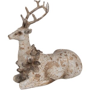 Clayre Eef Set di figure decorative 2 cervi marrone in poliresina 20/12 cm Stile country