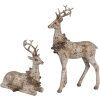 Clayre Eef Set di figure decorative 2 cervi marrone in poliresina 20/12 cm Stile country