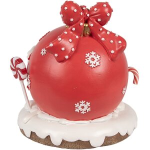 Clayre Eef 6PR4340 Casa di pan di zenzero a LED in poliresina rossa in stile country natalizio