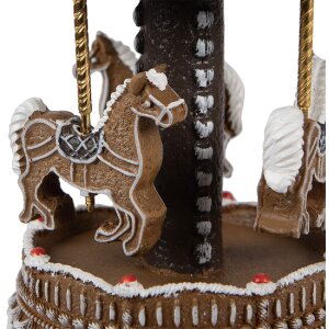 Clayre Eef Music Box Carosello Marrone Decorazione natalizia Stile Pan di Zenzero