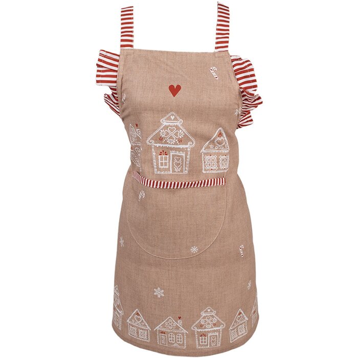 Grembiule da cucina per bambini Clayre Eef casa di pan di zenzero 48x56 cm cotone stile country