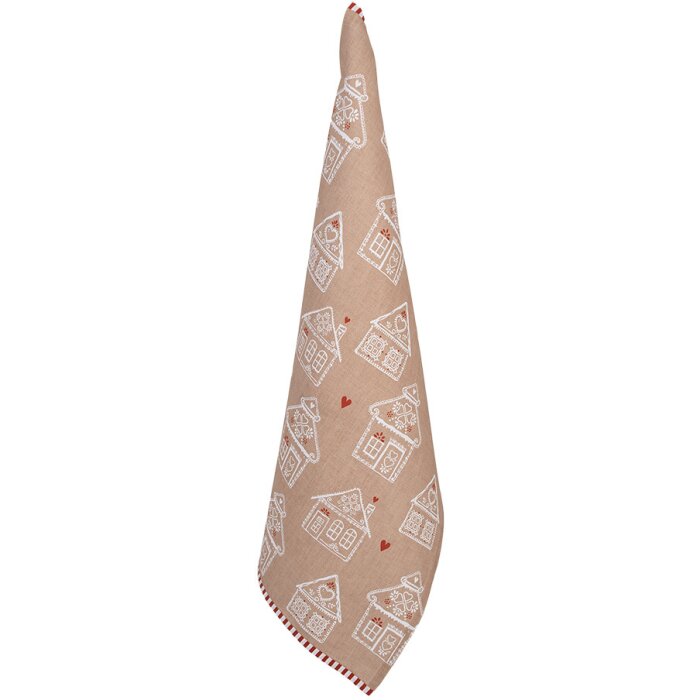 Clayre Eef GBB42-1 Asciugamano da tè 50x70 cm Marrone Casa di pan di zenzero Cotone