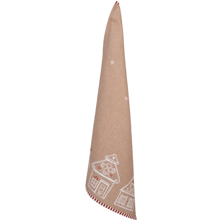 Clayre & Eef strofinaccio casa di pan di zenzero marrone 50x70 cm cotone stile country