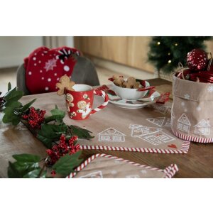 Clayre & Eef strofinaccio casa di pan di zenzero marrone 50x70 cm cotone stile country