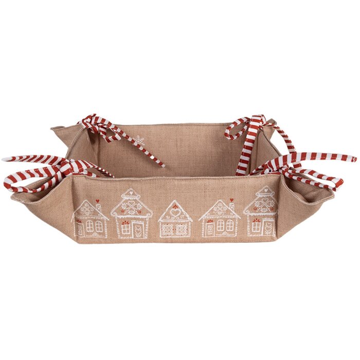 Clayre Eef Cestino per il pane Casa di pan di zenzero 35x35x8 cm Cotone marrone Stile country