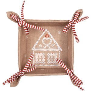 Clayre Eef Cestino per il pane Casa di pan di zenzero 35x35x8 cm Cotone marrone Stile country