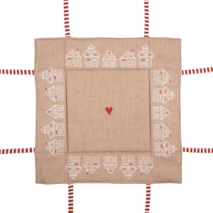 Clayre Eef Cestino per il pane Casa di pan di zenzero 35x35x8 cm Cotone marrone Stile country