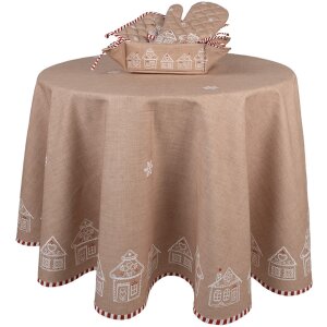 Clayre Eef Cestino per il pane Casa di pan di zenzero 35x35x8 cm Cotone marrone Stile country