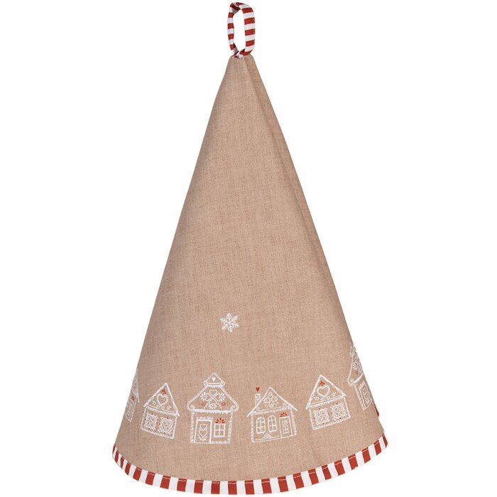 Asciugamano da tè Clayre Eef Marrone Rotondo Casa di Pan di Zenzero Cotone 80 cm Stile Country