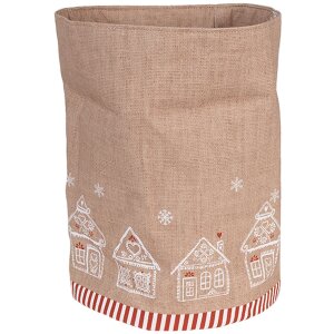 Clayre Eef GBB50 Cestino per il pane Casa di pan di zenzero marrone Cotone rotondo Ø 15x16 cm