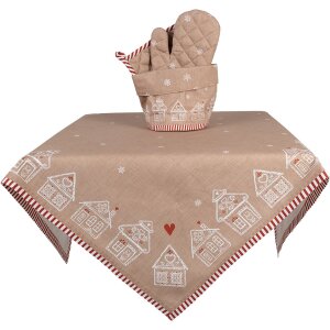 Clayre Eef GBB50 Cestino per il pane Casa di pan di zenzero marrone Cotone rotondo Ø 15x16 cm