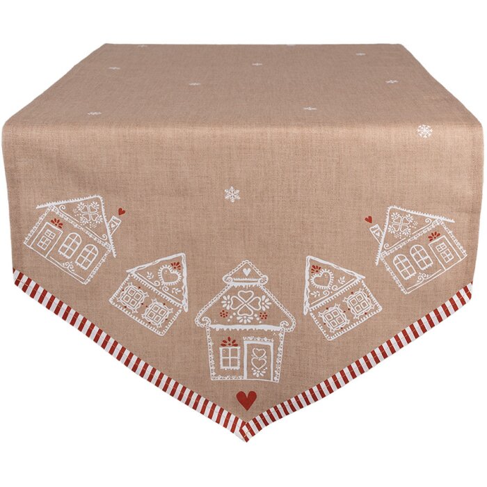 Clayre Eef GBB65 Runner da tavola 50x160 cm Casa di pan di zenzero in cotone marrone