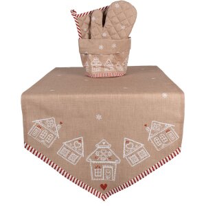 Clayre Eef GBB65 Runner da tavola 50x160 cm Casa di pan di zenzero in cotone marrone