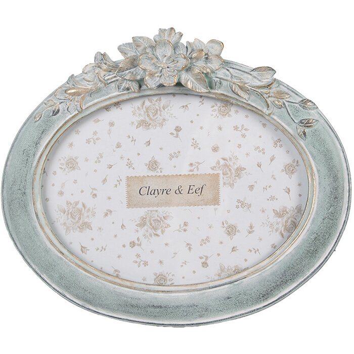 Clayre & Eef Cornice ovale 13x18 cm Verde Vetro Plastica Vintage