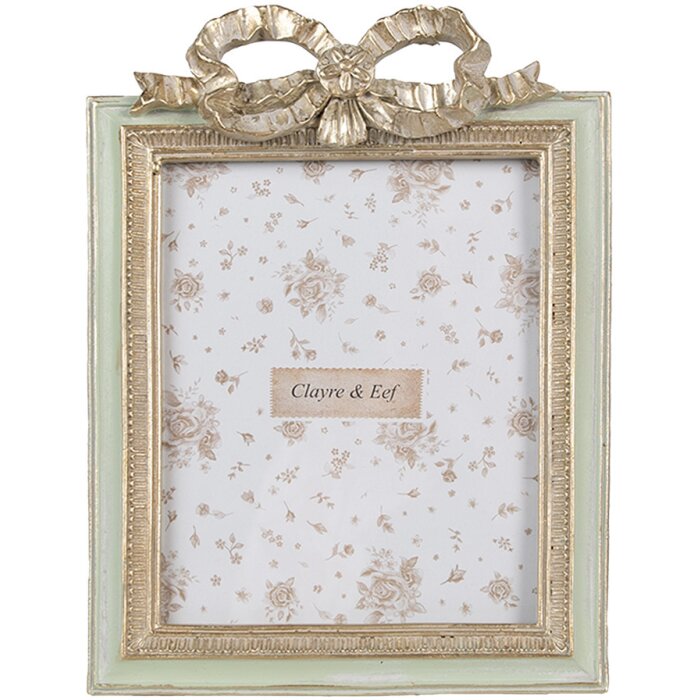 Clayre & Eef 2F1163 Cornice per quadri verde 16x2x22 cm Decorazione romantica con fiocco
