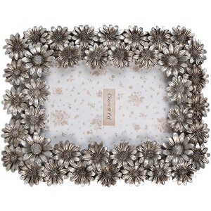 Cornice per quadri Clayre & Eef 10x15 cm color argento con design floreale retrò