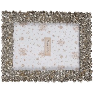 Clayre & Eef 2F1183 Cornice per foto color argento 18x2x23 cm Design floreale retrò