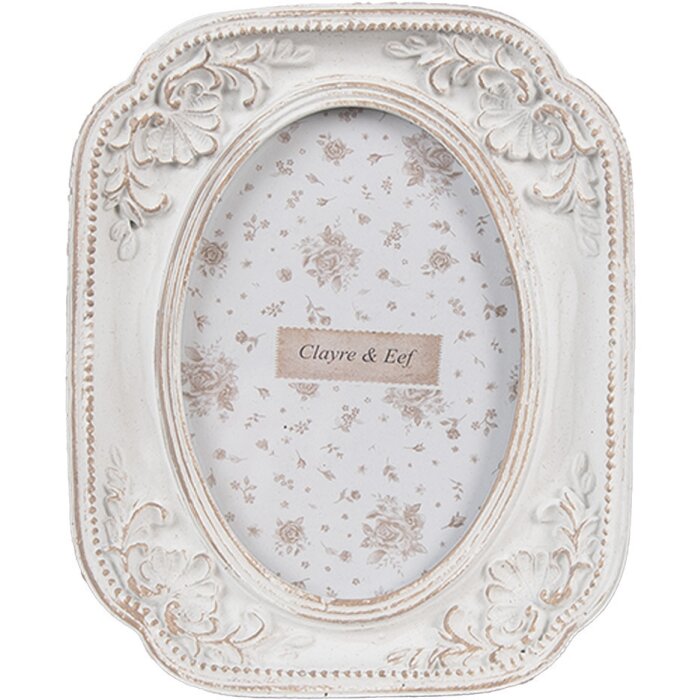 Clayre & Eef 2F1187 Portafoto Bianco 10x2x12 cm 6x9 cm Shabby Chic