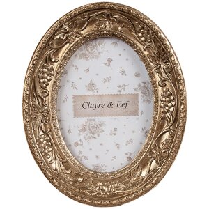 Clayre & Eef 2F1193 Cornice per foto ovale color oro 11x3x14 cm Stile barocco