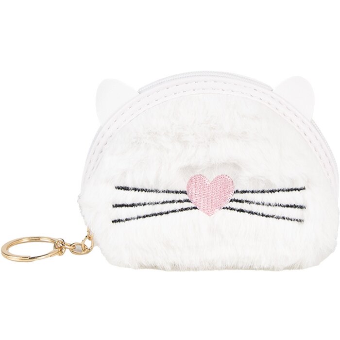 Juleeze JZWA0209 Portafoglio 12x2x9 cm motivo gatto bianco con cuore e portachiavi