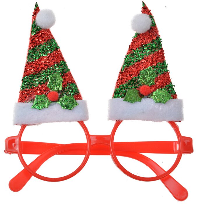 Clayre & Eef 65669 Bicchieri con cappelli natalizi in plastica 13x3x15 cm
