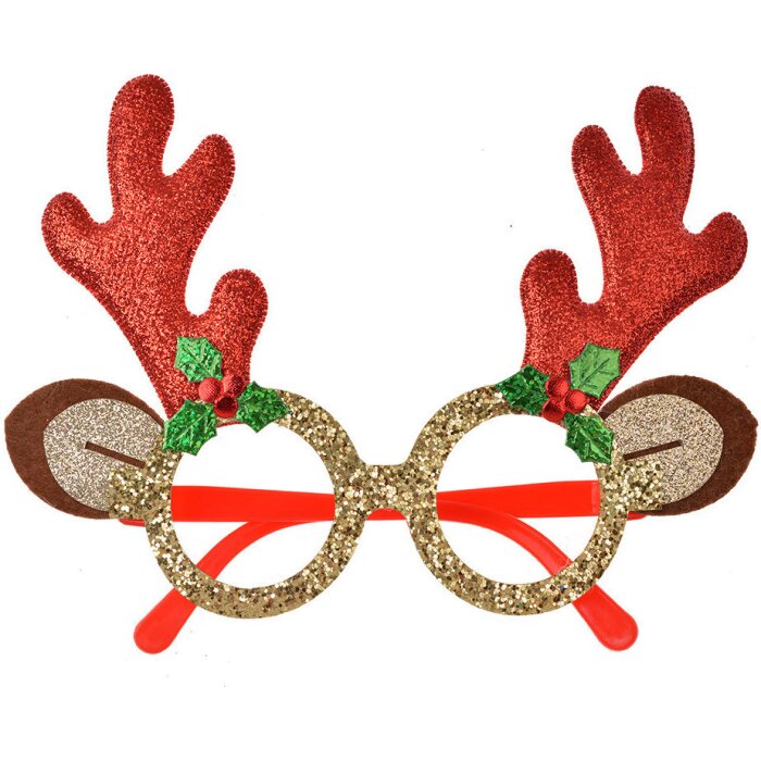 Clayre & Eef 65676 Bicchieri con corna rosso oro 19x3x15 cm Natale