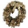 Clayre & Eef 65772 Corona di Natale in plastica verde oro Ø 40x10 cm