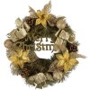 Clayre & Eef 65774 Decorazione Corona di Natale color oro Ø 40x10 cm